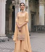 Peace Color Salwar Suit In Georgette Fabric With Embroidery As