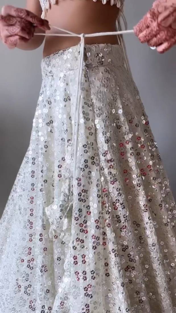 3-Piece Multicolor Georgette Lehenga, Choli And Dupatta