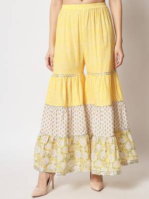 Shades of Yellow Short Kurti With Printed Sharara and Chiffon Dupatta 3