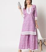 Lilac Crochet kurti and sharara