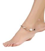 Gold Plated Structured Stone Studded Statement Anklets for Girls and Women
