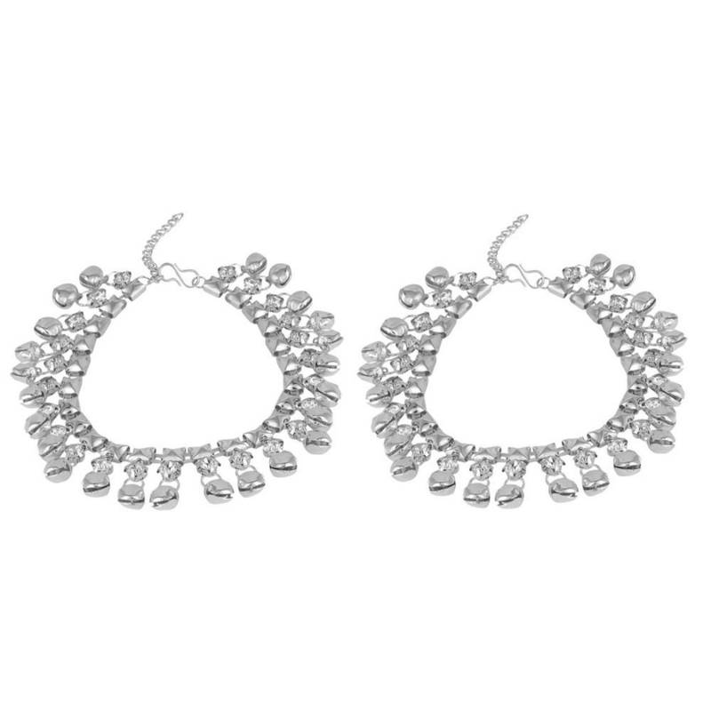 Gold plated two rowed Beads studded Ethnic Anklets for Girls and Women