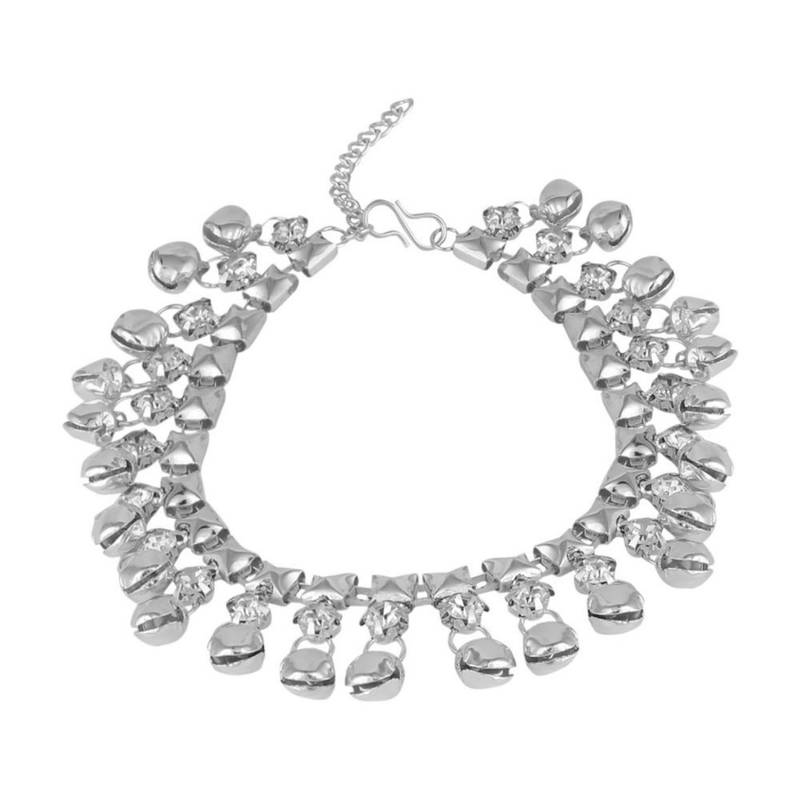 Gold plated two rowed Beads studded Ethnic Anklets for Girls and Women