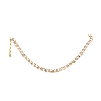 Contemporary Design Gold Plated American Diamond Studded Chain Style Toe Anklet for Women and Girls 3
