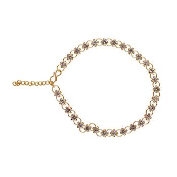 Contemporary Design Gold Plated American Diamond Studded Chain Style Toe Anklet for Women and Girls 5