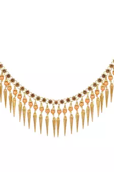 Statement Design Gold Plated Pearl Studded with Triangle Fringes hanging Toe Anklet for Girls and Women