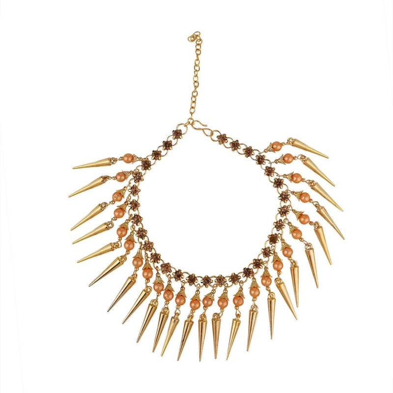 Statement Design Gold Plated Pearl Studded with Triangle Fringes hanging Toe Anklet for Girls and Women