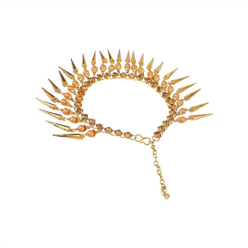 Statement Design Gold Plated Pearl Studded with Triangle Fringes hanging Toe Anklet for Girls and Women