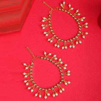 Statement Design Gold Plated White Pearl Studded for Girls and Women 5