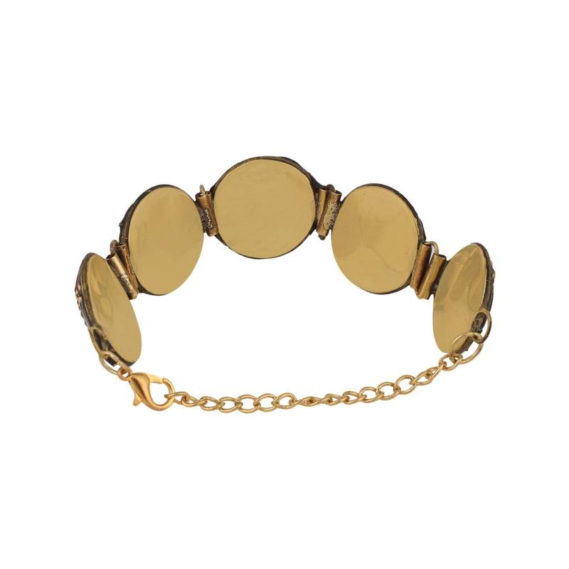 Statement Gold plated Round Shaped Multicolor Chips Studded Lobster Lock Bracelet for Girls and Women