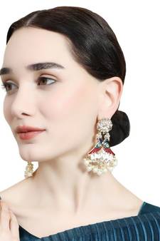Statement Peacock Kundan and Pearl Studded Earring