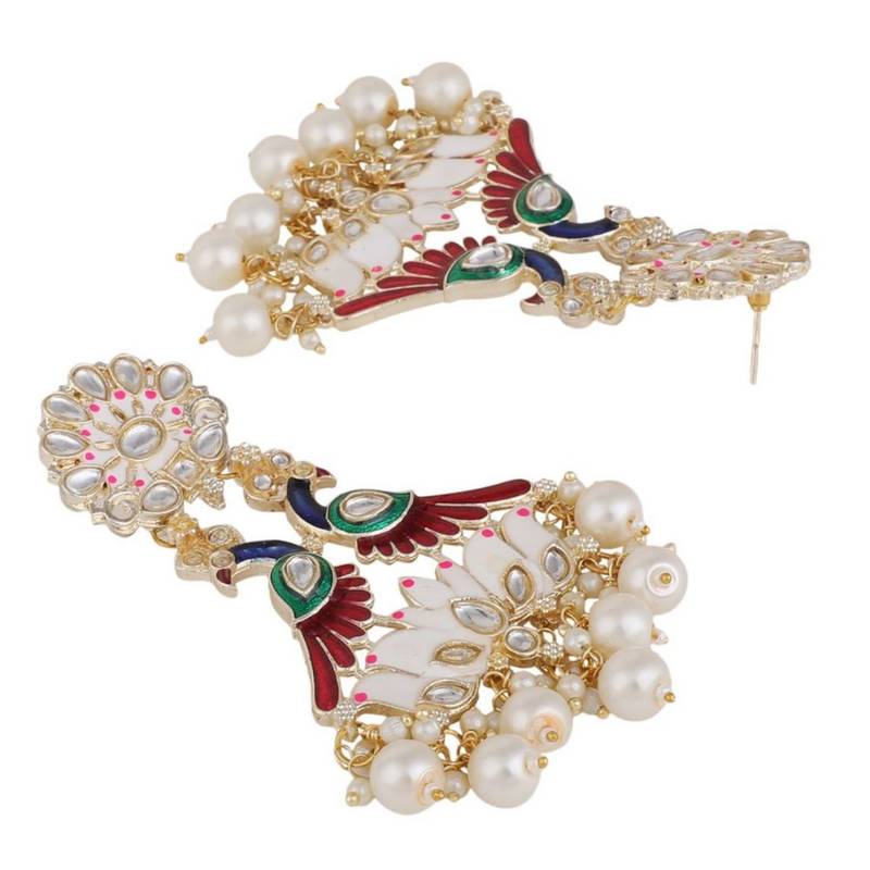 Statement Peacock Kundan and Pearl Studded Earring