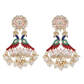 Statement Peacock Kundan and Pearl Studded Earring 4