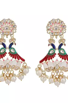 Statement Peacock Kundan and Pearl Studded Earring