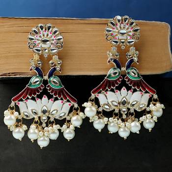 Statement Peacock Kundan and Pearl Studded Earring 5