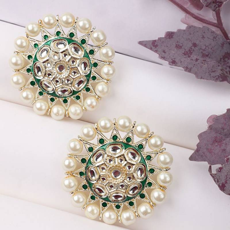 Kundan and Pearl Studded Style Statement Studs