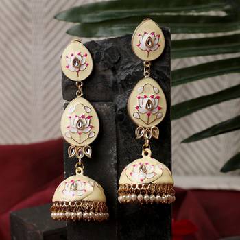Enameled Dangle and Drop Jhumka Earring fr Girls and Women 3