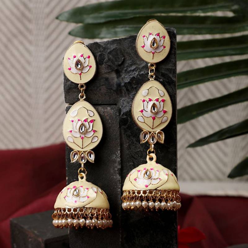 Enameled Dangle and Drop Jhumka Earring fr Girls and Women