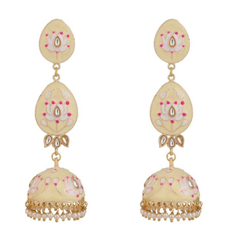 Enameled Dangle and Drop Jhumka Earring fr Girls and Women
