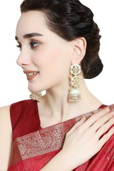 Statement Dangle Drop Kundan Studded Jhumka Earring