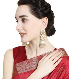 Statement Dangle Drop Kundan Studded Jhumka Earring