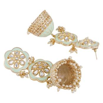 Statement Dangle Drop Kundan Studded Jhumka Earring 2
