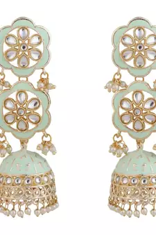 Statement Dangle Drop Kundan Studded Jhumka Earring