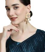 Square Enameled Kundan and Pearl Studded Jhumka Earring