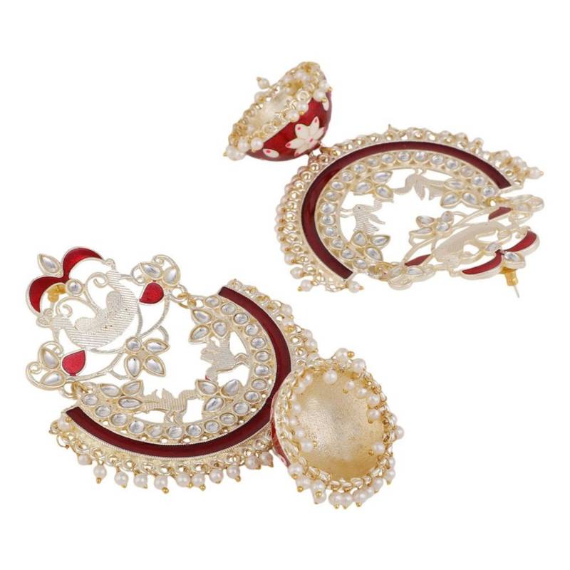 Mettalic Gold Peacock shaped Statement Jhumka Earring