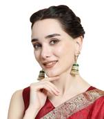 Ethnic Kundan and Pearl Studded Enameled Stud Earrings