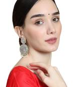 Oxidised Stone and Pearl Studded Round Shaped Earring