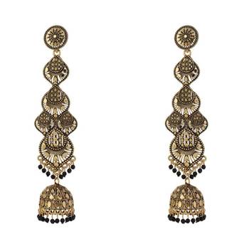 Statement Gold Plated Antique colored Dangle Drop Earring for Girls and Women. 2