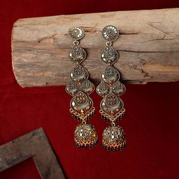 Statement Gold Plated Antique colored Dangle Drop Earring for Girls and Women. 4