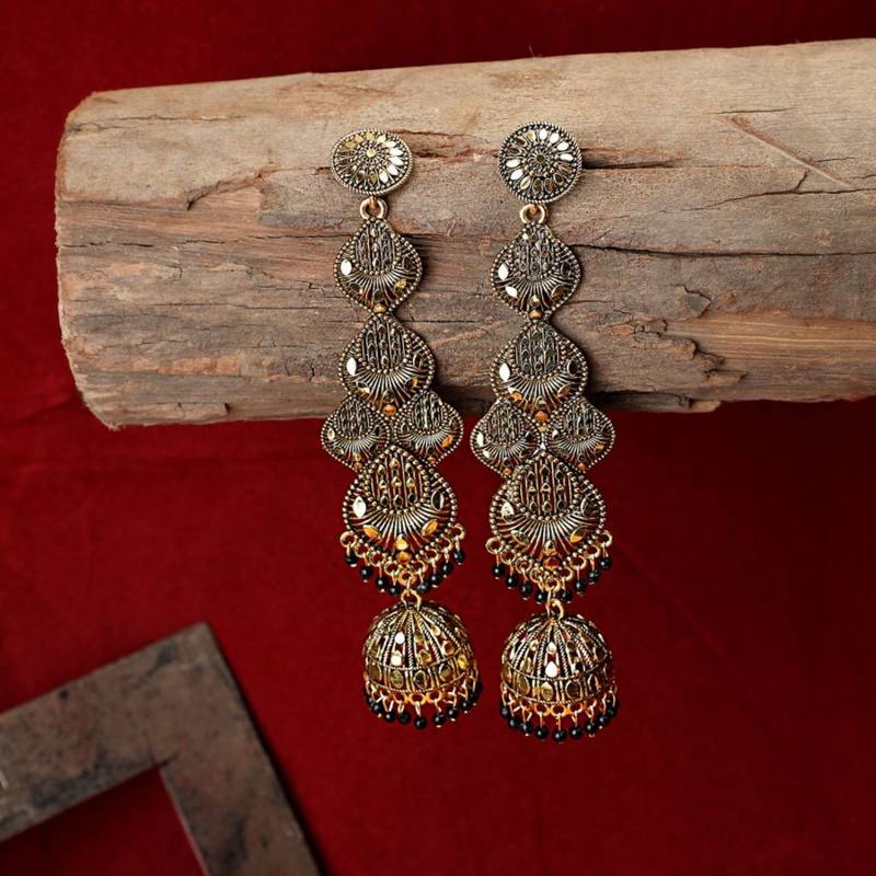 Statement Gold Plated Antique colored Dangle Drop Earring for Girls and Women.