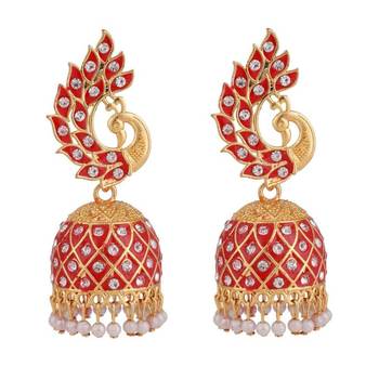Antique Gold Plated Classic Jhumka Earring for Girls and Women 4