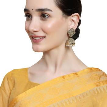 Oxidised Black Color Stone Studded Classic Jhumka Earring 1