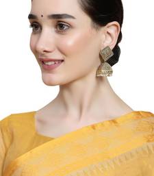 Oxidised Black Color Stone Studded Classic Jhumka Earring