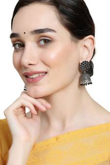 Gold Plated Enameled Multi Color Statement Jhumka Earring