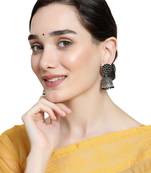 Gold Plated Enameled Multi Color Statement Jhumka Earring