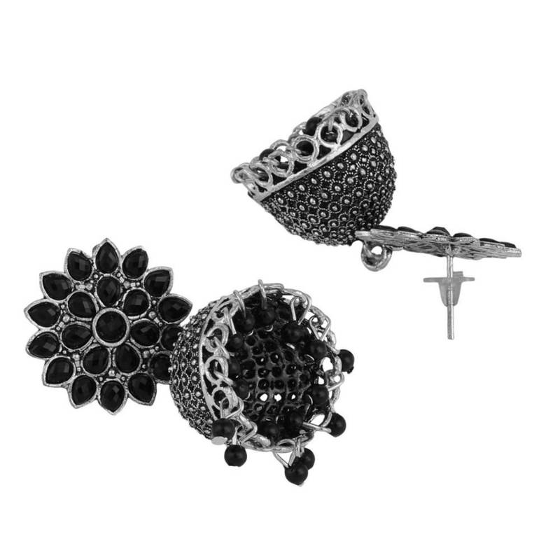 Gold Plated Enameled Multi Color Statement Jhumka Earring