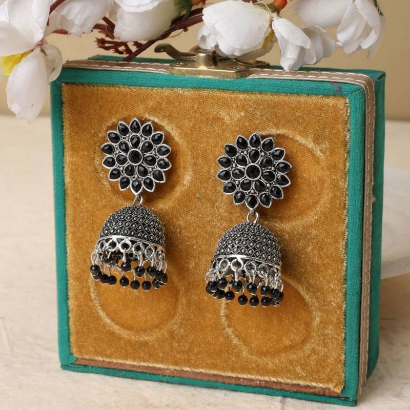 Gold Plated Enameled Multi Color Statement Jhumka Earring