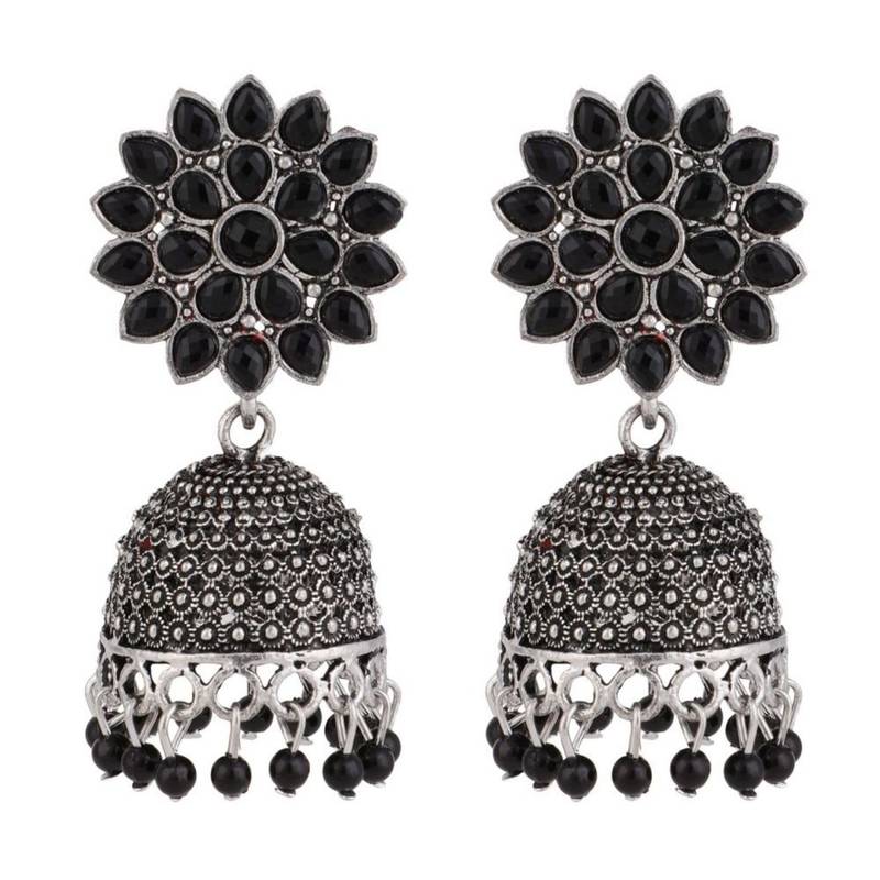 Gold Plated Enameled Multi Color Statement Jhumka Earring