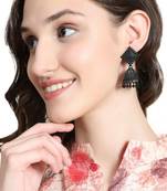 Maharashtran Nath Shaped Multicolor Stone and Pearl Jhumka Earring