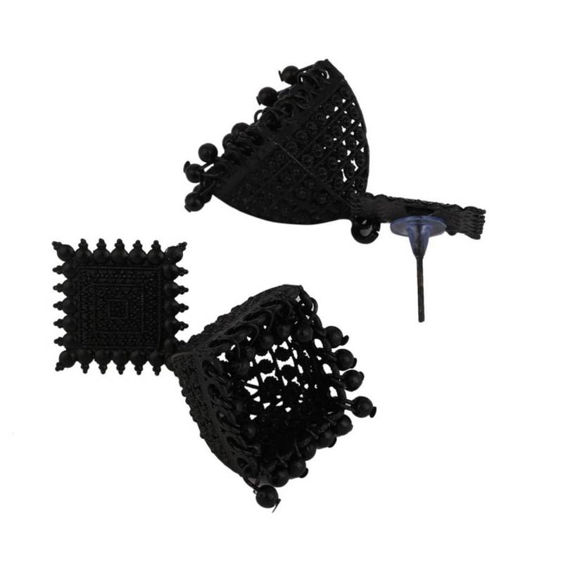 Maharashtran Nath Shaped Multicolor Stone and Pearl Jhumka Earring