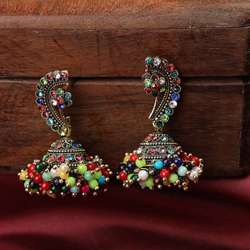 Enameled Multicolor Statement Jhumka Earring for Girls and Women