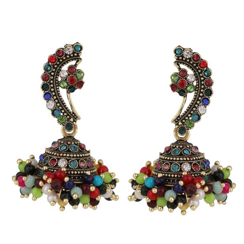 Enameled Multicolor Statement Jhumka Earring for Girls and Women
