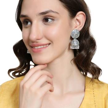 Antique Gold Dangle Drop Statement Jhumka Earring for Girls and Women 1