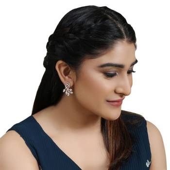 American Diamond Statement Rose Gold Half curved Stud Earring 1