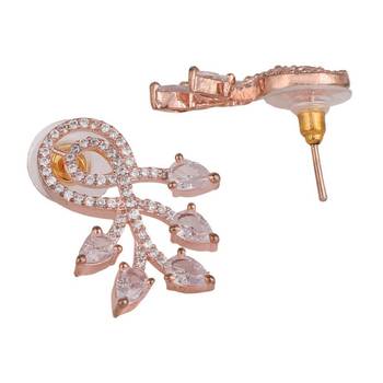 American Diamond Statement Rose Gold Half curved Stud Earring 2