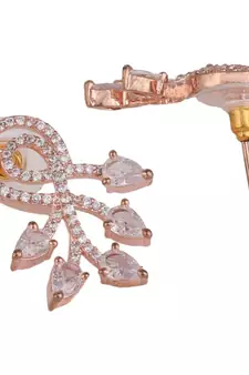 American Diamond Statement Rose Gold Half curved Stud Earring